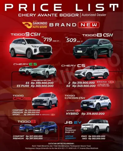 Pricelist Harga Chery cipinangbesarutara 2025